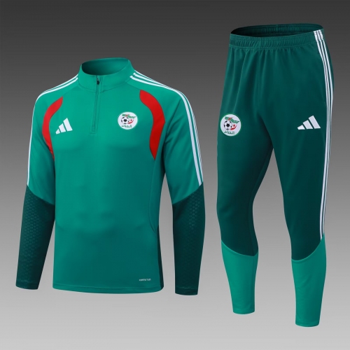 2026 Algeria National Team Half-Pull Training Suit Green Football Shirt Set