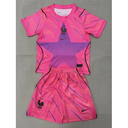 26/27 France Goalkeeper Pink Kids Soccer Jersey