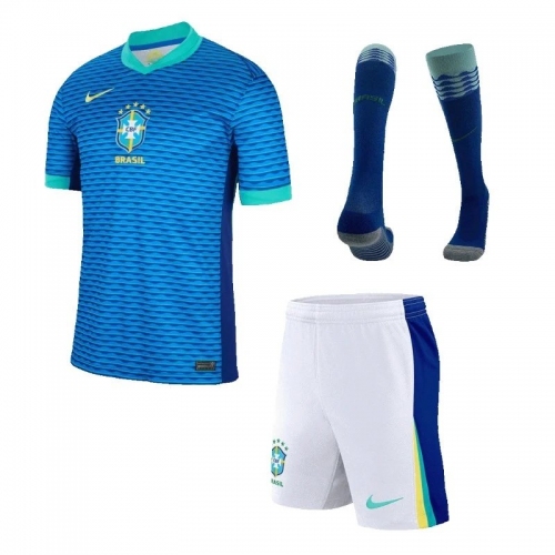 Kids Brazil Custom Away Full Soccer Kits 2024
