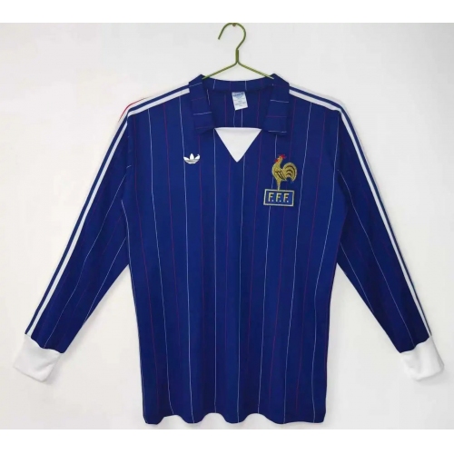 1980 Retro Long Sleeve France Home Football Shirt