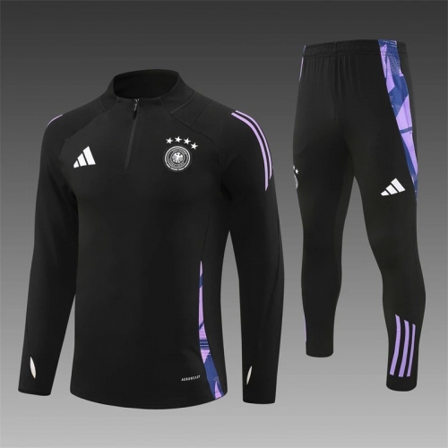 2024 Germany Half-Pull Training Suit Black Jersey Set