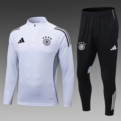 2025 Germany Half-Pull Training Suit White Jersey Set