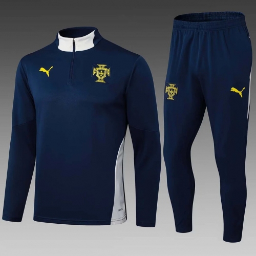 2025 Portugal Half-Pull Training Suit Royal Blue Football Shirt
