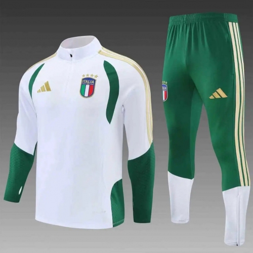 2026 Italy Half-Pull Training Suit White Soccer Shirt Set