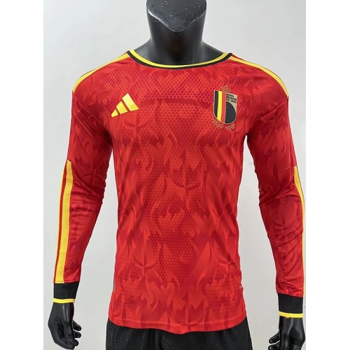 26/27 Belgium Home Player Version Long Sleeve Soccer Jersey