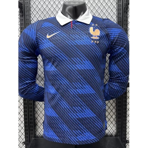 26/27 France Home Player Version Long Sleeve Soccer Jersey(embroidery star刺绣星)