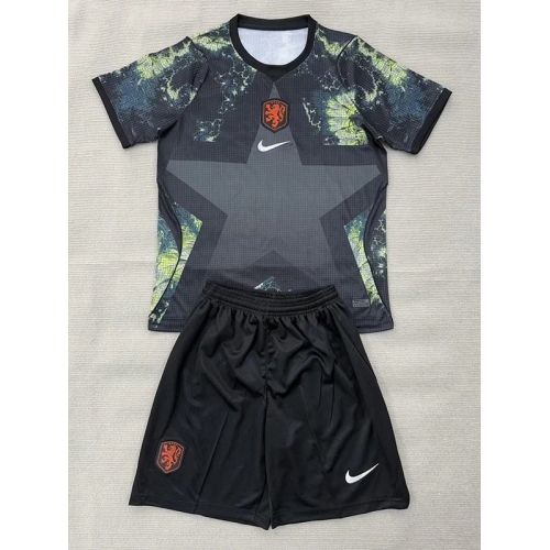 26/27 Netherlands Ｇoalkeeper Black Kids Soccer Jersey