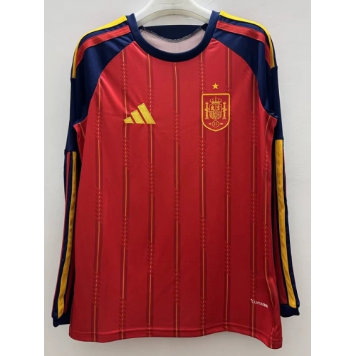26/27 Spain Home Long Sleeve Fans Soccer Jersey