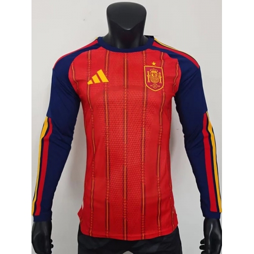 26/27 Spain Home Player Version Long Sleeve Soccer Jersey