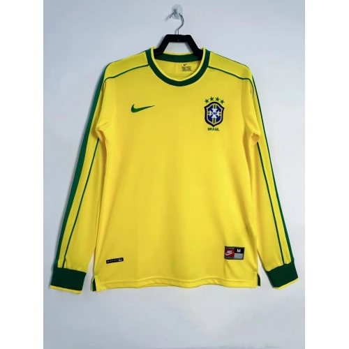 1998 Long Sleeves Retro Brazil Home Soccer Jersey1:1