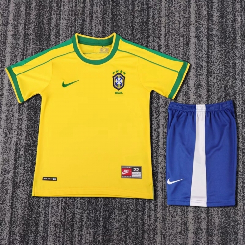 1998 Retro Brazil Home Soccer Jersey Kids Size