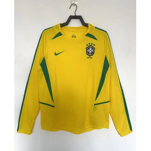 2002 Long Sleeves Retro Brazil Home Soccer Jersey1:1