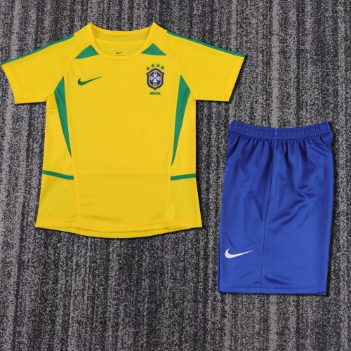 2002 Retro Brazil Home Soccer Jersey Kids Size