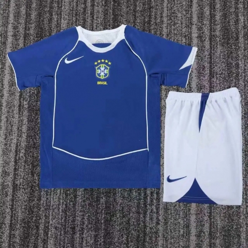2004 Retro Brazil Away Soccer Jersey Kids Size