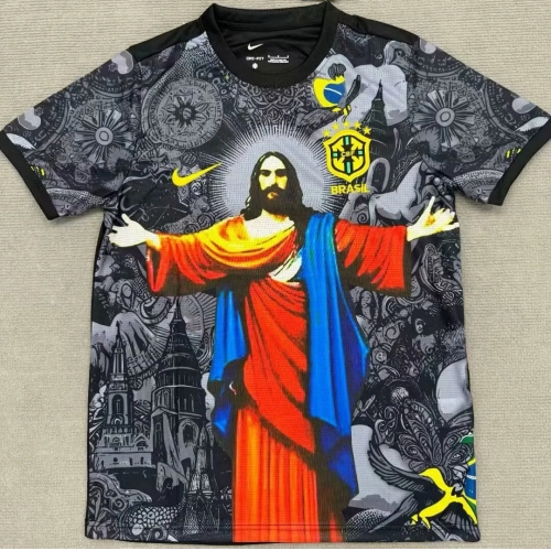 2025 Brazil Special Edition Jesus Red Grey Soccer Jersey