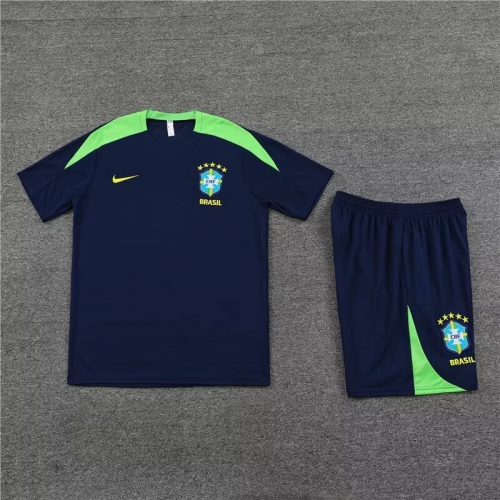 2025 Brazil Training Suit Edition Royal Blue Soccer Jersey Kids Size