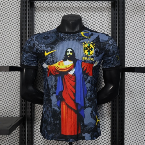 2025 Player Version Brazil Special Edition Jesus Red Grey Soccer Jersey