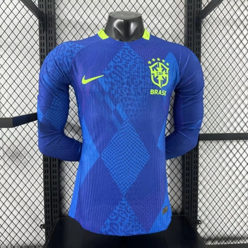 2025 Player Version Long Sleeve Brazil Away Soccer Jersey