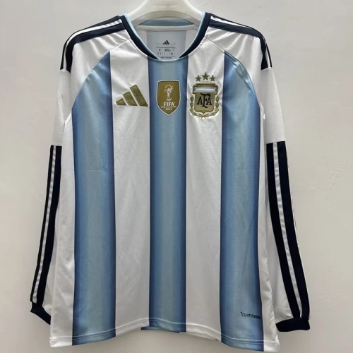 26/27 Argentina Home Long Sleeve Fans Soccer Jersey(胸前带章)