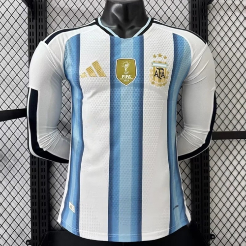 26/27 Argentina Home Player Version Long Sleeve Soccer Jersey(胸前带章)