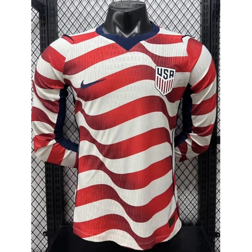 26/27 USA Home Player Version Long Sleeve Soccer Jersey
