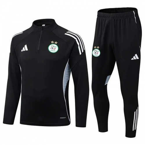 2025 Algeria Half-Pull Training Suit Black Football Shirt Set