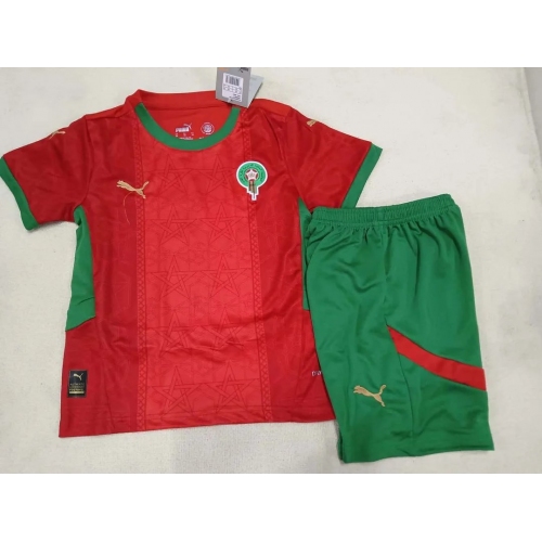 2025 Morocco National Team Home Football Shirt Kids Size