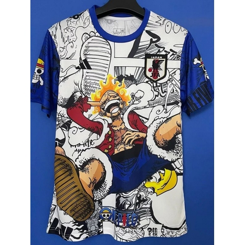 26/27 Japan Blue Straw Hat Kid Fans Soccer Jersey