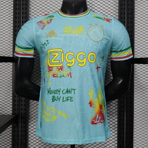 25/26 Ajax Graffiti Light Blue Player Version Soccer Jersey