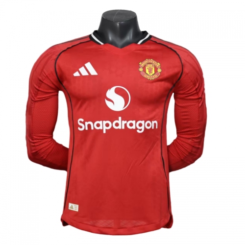 Manchester United Long Sleeve Jersey Home Football Shirt 2025-26-Player version