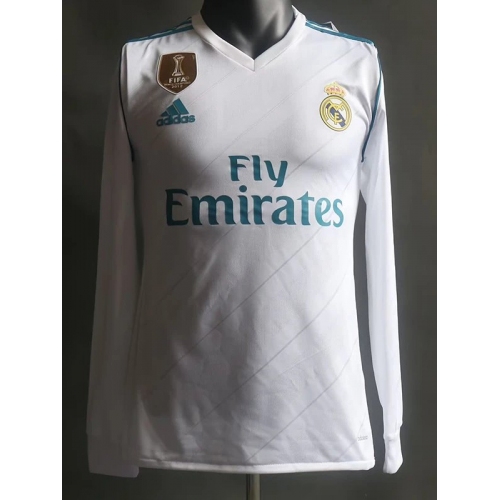 2017/2018 RMA Home Long Sleeve Retro Player Version Soccer Jersey(球员)
