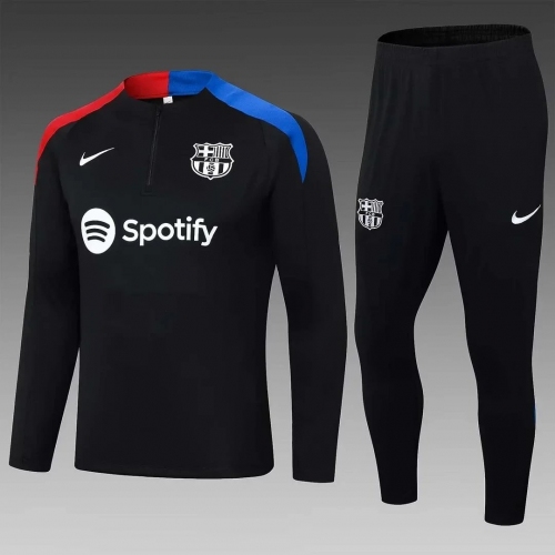 2024/2025 Barcelona Half-Pull Training Black Jersey Set