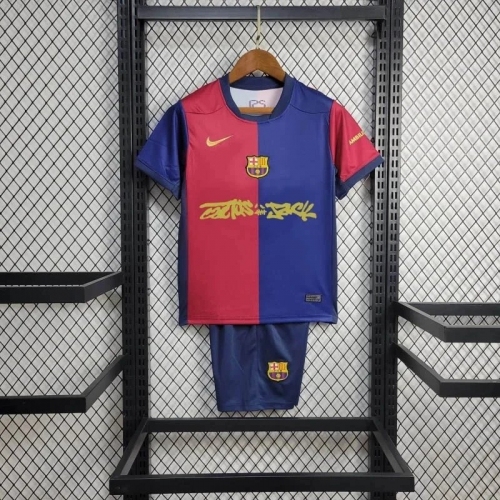 2024/2025 Barcelona Home Limited Edition TRAVIS SCOTT Football Shirt Kids Size