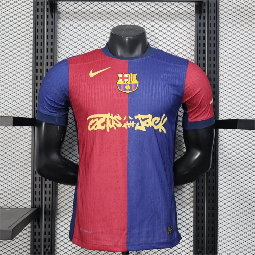 2024/2025 Player Version Barcelona Home Limited Edition TRAVIS SCOTT Football Shirt