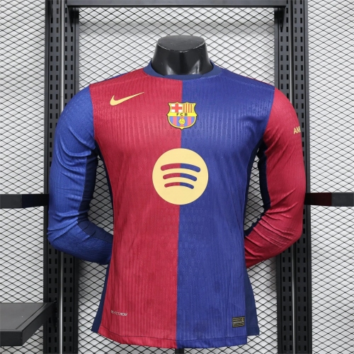 2024/2025 Player Version Long Sleeve Barcelona Home Football Shirt