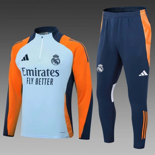 2024/2025 Real Madrid Half-Pull Training Suit Baby blue Football Shirt