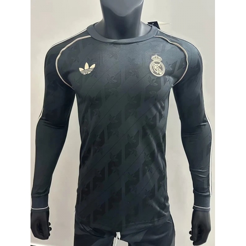 24/25 RMA Black Commemorative Edition Long Sleeve Player Version Retro Soccer Jersey