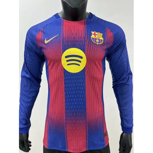25/26 BAR Home Player Version Long Sleeve Soccer Jersey
