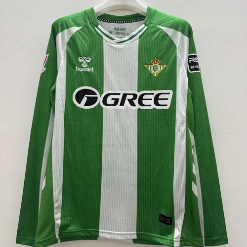 25/26 Real Betis Home Long Sleeve Fans Soccer Jersey