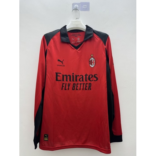 2025/2026 Long Sleeve AC Milan Fourth Away Red Football Shirt