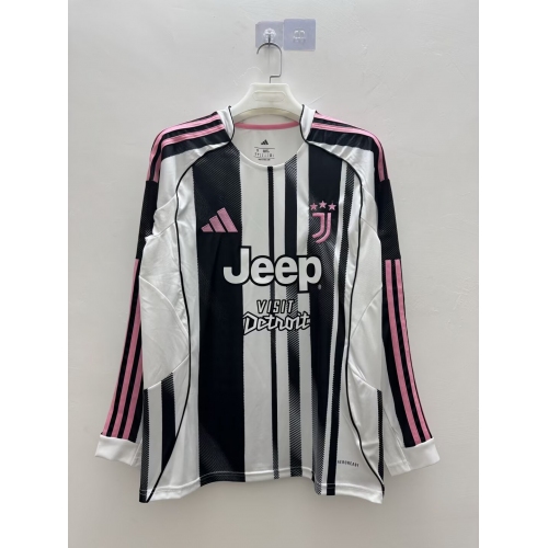 2025/2026 Long Sleeve Juventus Home Football Shirt （There Are Sponsors）