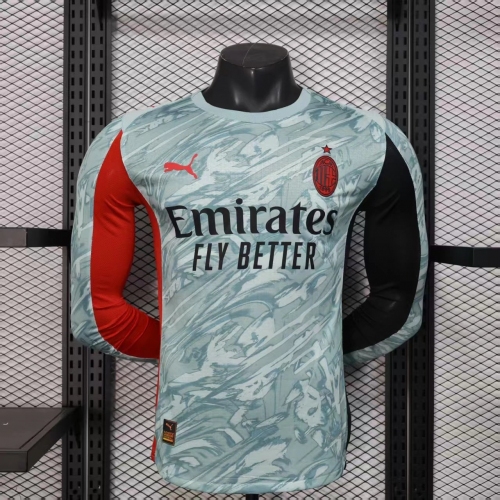 2025/2026 Long Sleeve Player Version AC Milan Goalkeeper Gray Football Shirt