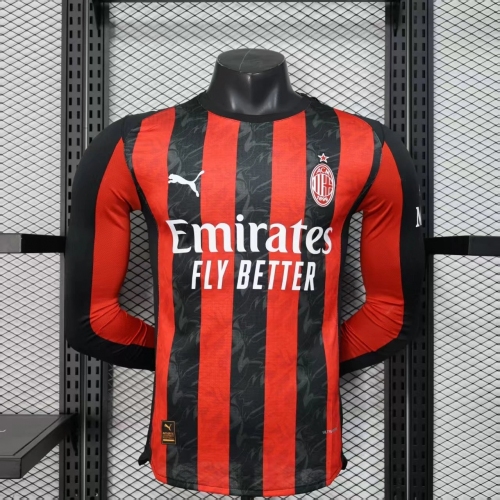 2025/2026 Long Sleeve Player Version AC Milan Home Football Shirt