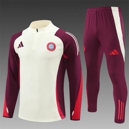 2024/2025 Bayern Munich Half-Pull Training Suit White Football Shirt
