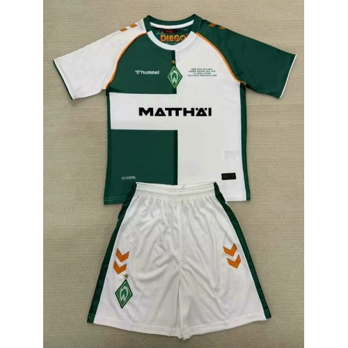 2025 Werder Bremen Special Edition White Green Kids Soccer Jersey