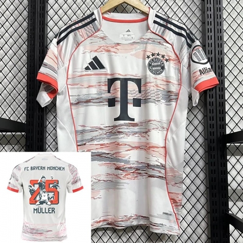 25/26 Bayern Away Müller Commemorative Edition Fans Soccer Jersey（(Müller#25）