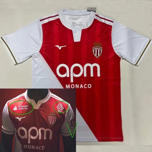 25/26 Monaco Home Fans Soccer Jersey（Print sponsors、广告）