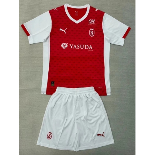25/26 Reims Home Kids Soccer Jersey