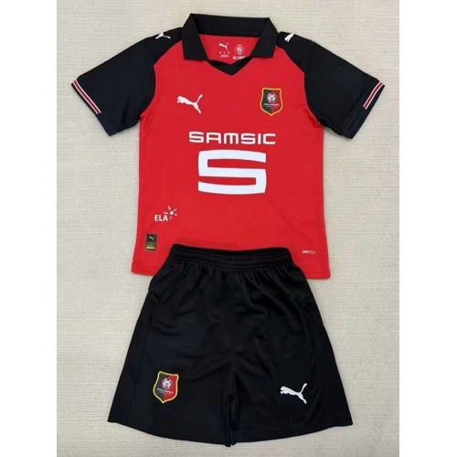25/26 Stade Rennais Home Kids Jerseys