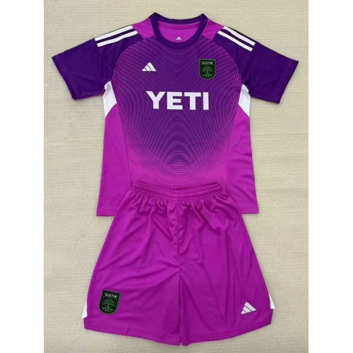 25/26 Austin FC Purple Goalkeeper Kids Soccer Jersey